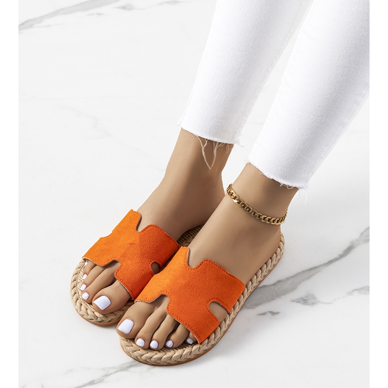 Orangefarbene Nadja-Hausschuhe für Damen 1