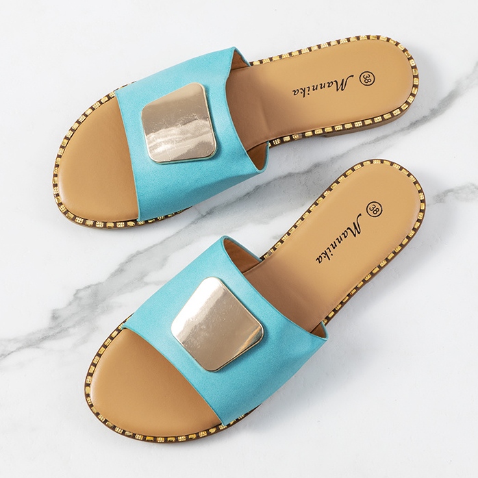 Blaue Synan-Hausschuhe für Damen 1