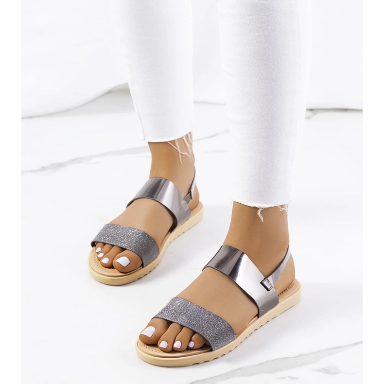 Silberne Damensandalen von Laval silber- 1