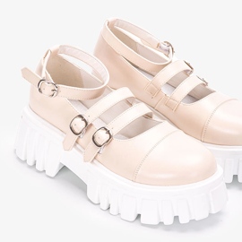 Beige Schuhe mit Traktorsohle von Jonell 1