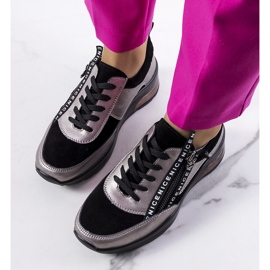 Belita Sneakers aus schwarzem Leder grau 1