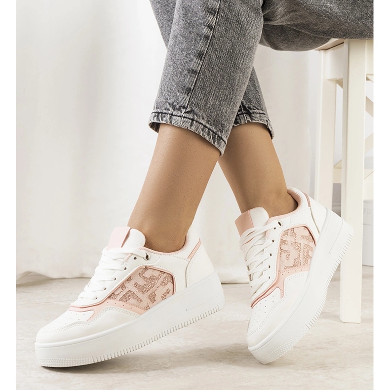 Rosa Turnschuhe auf der Coronel-Plattform weiß 1