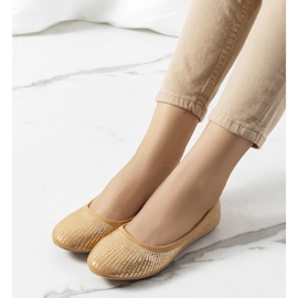 PA1 Braune Pailletten-Ballerinas von Hirane beige golden 1