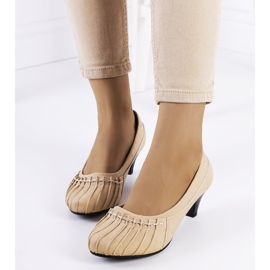 Beige Pumps mit Raffung von Santro 1