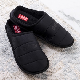 Big Star Schwarze isolierte Herrenhausschuhe KK174361 1