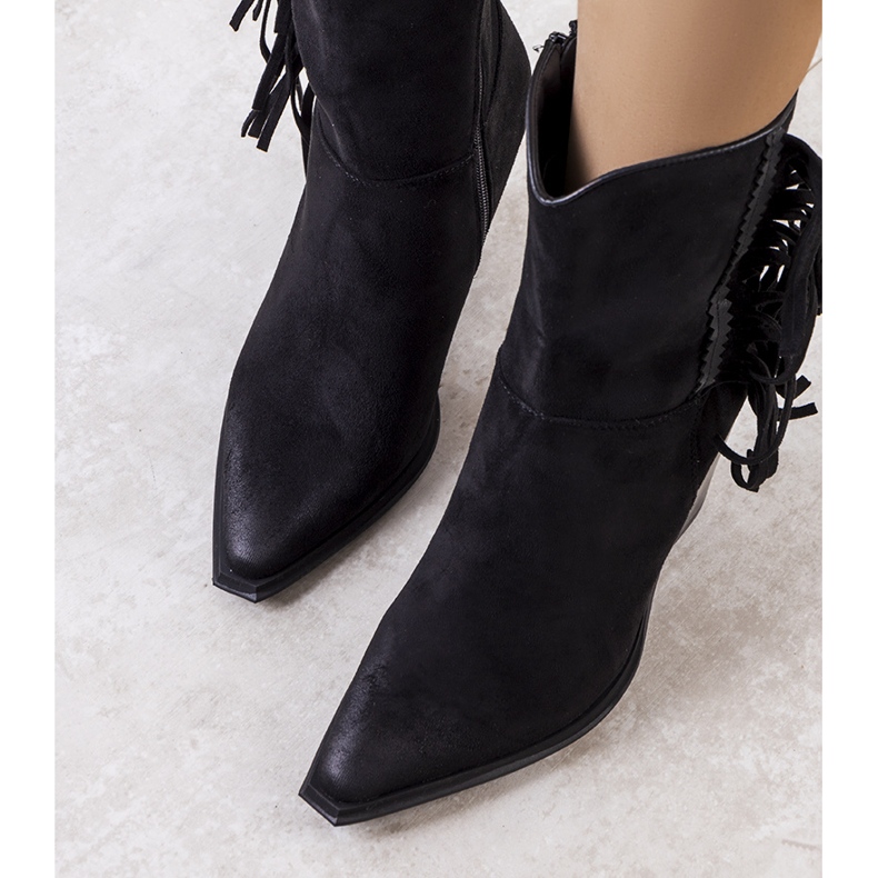 PA1 Schwarze Cowboystiefel mit Fransen Cerda 1
