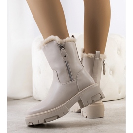 Beige Schneestiefel mit Degli-Pelz 1