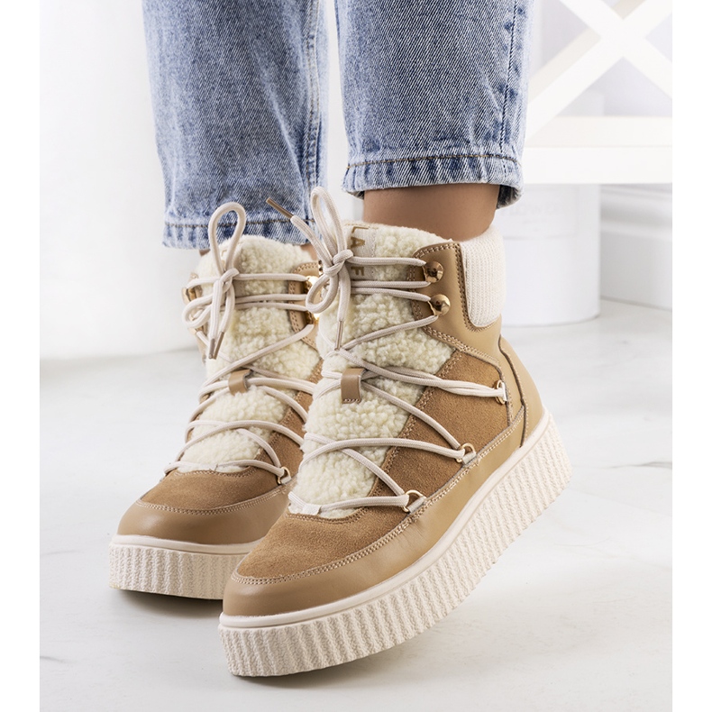 PA1 Braune Schneestiefel für Damen von Laursen beige ecru 1