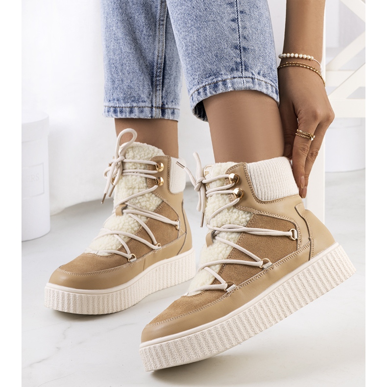 PA1 Braune Schneestiefel für Damen von Laursen beige ecru 2