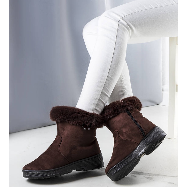 Braune Schneestiefel mit Pelzbesatz von Marvin 1