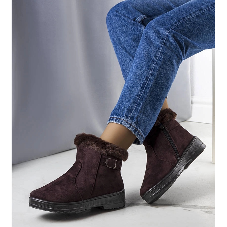 Julius braune, isolierte Schneestiefel mit Fell 1