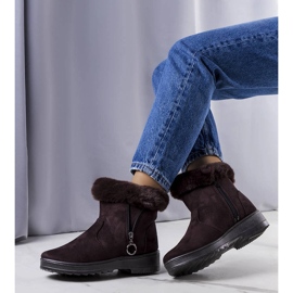 Braune, isolierte Schneestiefel mit Katalina-Reißverschluss 1