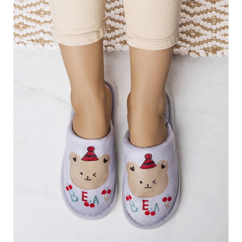 Graue weiche Bärenpantoffeln 1