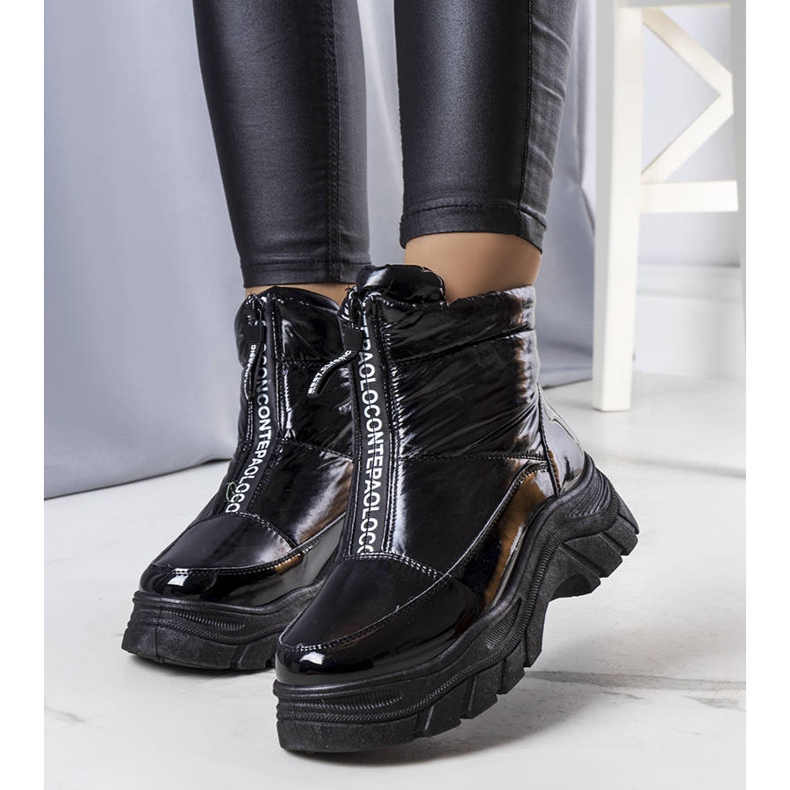 BM Leonel schwarz lackierte Schneestiefel 1