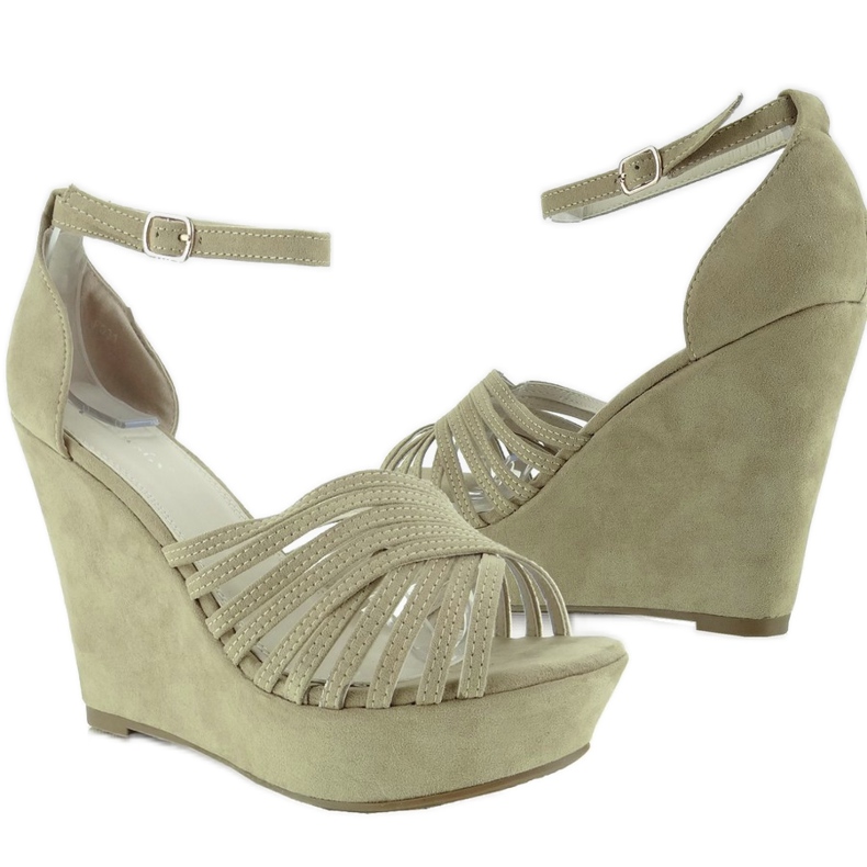 Pumps auf Keilabsatz Wildleder F031 Beige 1