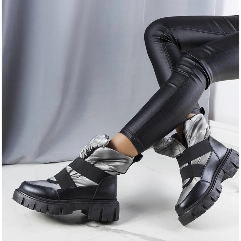 Graue isolierte Schneestiefel zum Hineinschlüpfen von Francisco schwarz 1