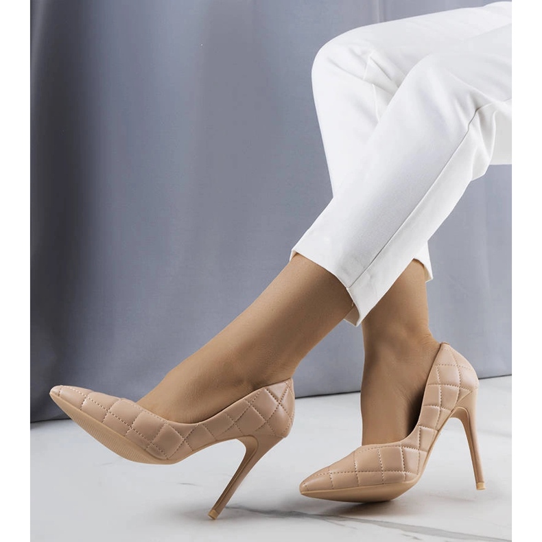 Lore beige gesteppte High Heels 1