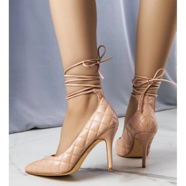 Rosie pink gesteppte High Heels zum Binden rosa 1