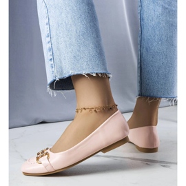 Pinkfarbene Ballerinas mit Goldverzierung von Iris rosa 2