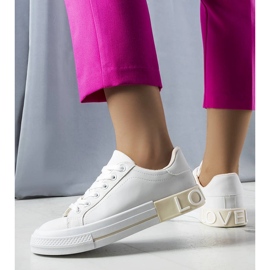 Weiße und beige Turnschuhe mit Nora-Schriftzug 2
