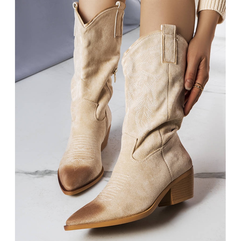 PA1 Beige Cowboystiefel aus Öko-Wildleder von Routhier 1