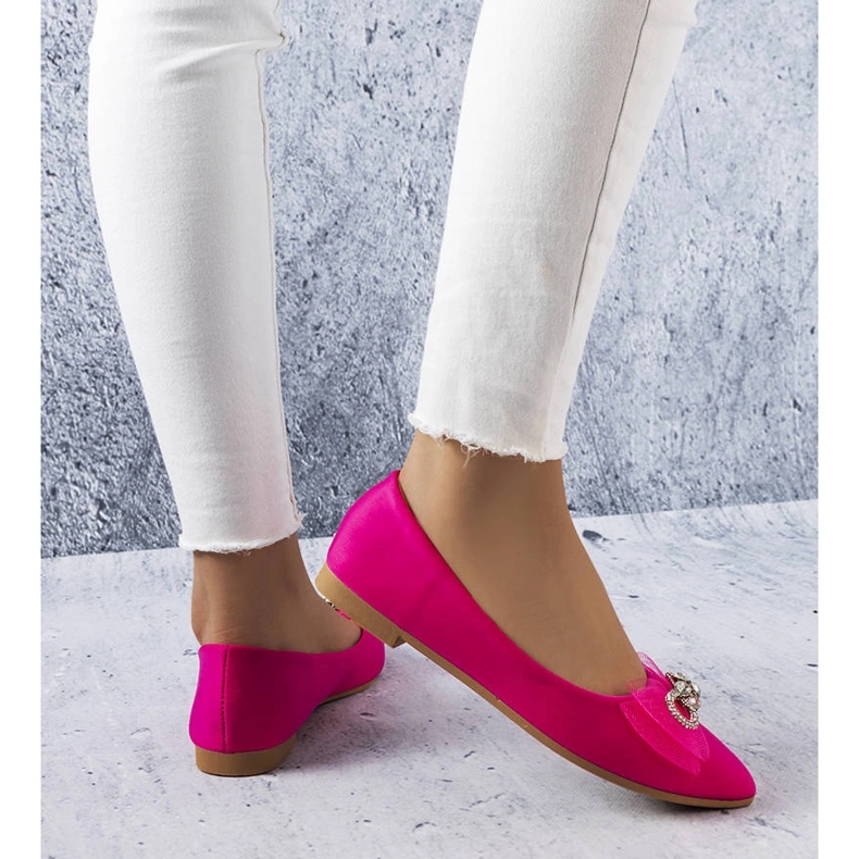 Rosafarbene Ballerinas mit Schleife und Strass von LaGarde 1