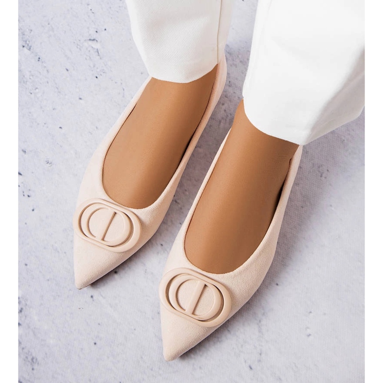 Beigefarbene Ballerinas aus Öko-Wildleder von Grignon 1