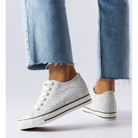 Silberne Sneakers mit niedrigem Keilabsatz von Garceau silber- 1