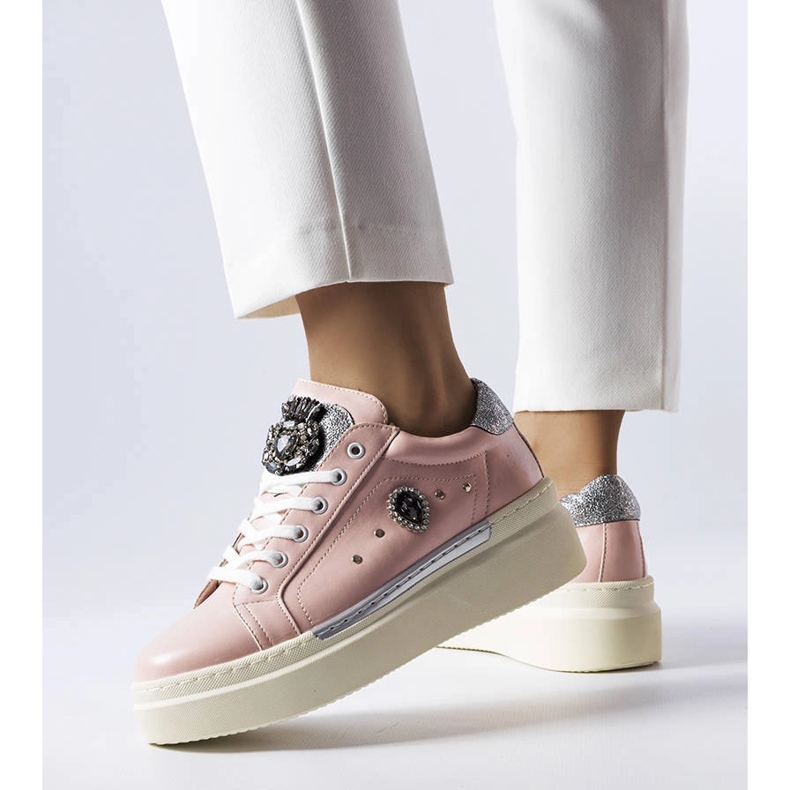 Rosa Sneaker mit niedrigem Keilabsatz von Cuillerier 1