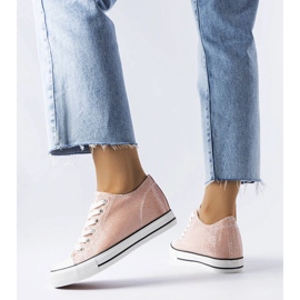 Kreta rosa Glitzer-Wedge-Sneakers 1