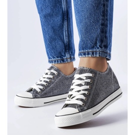 Schwarze Keilsneaker aus Brokat von Crete 1