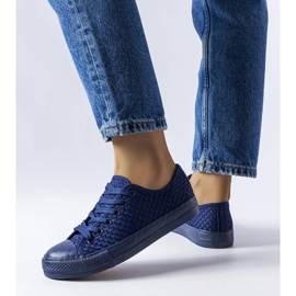 BM Marineblaue gewebte Sneakers von Thibodeau 1