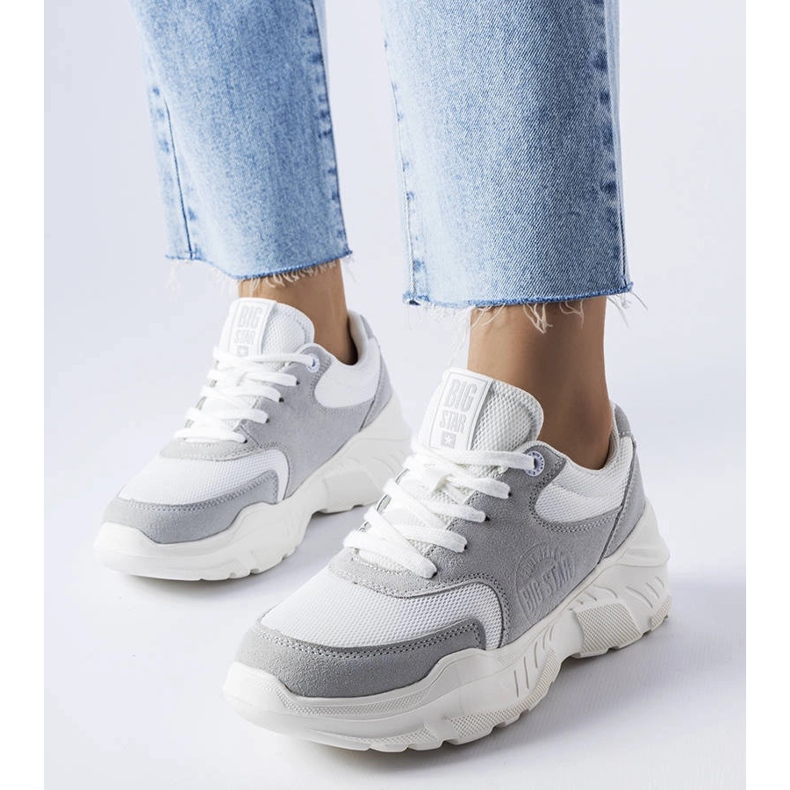 Weiße und graue Turnschuhe von Big Star JJ274A112 1