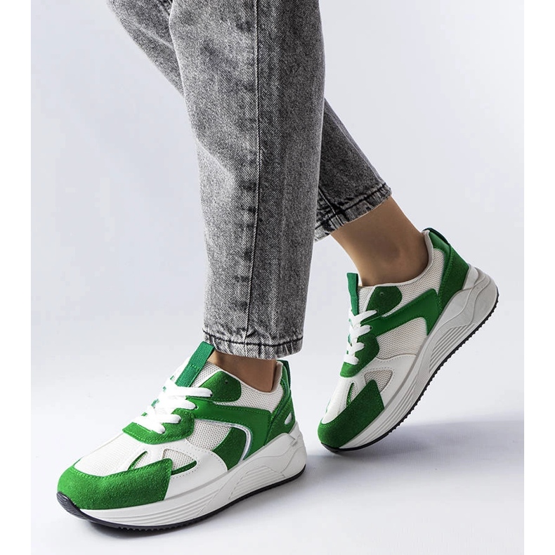 Grüne Sneaker aus Materialmix von Riel 1