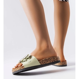 Grüne Pantoletten mit Korksohlen von Roy 1