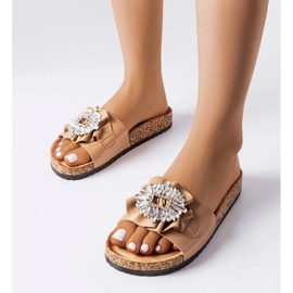 Braune Pantoletten mit Korksohle von Roy 1