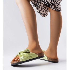 Grüne Hausschuhe mit Schleife von Duplanty 1