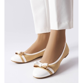 Weiß-beige Ballerinas mit Schleife von Dufour 2