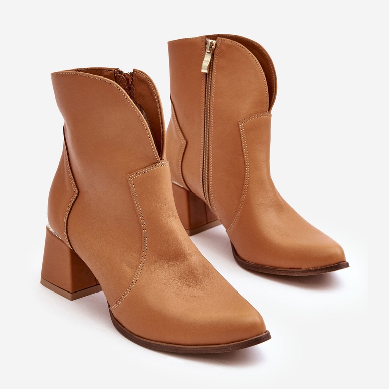 Lewski Shoes Damen-Cowboystiefel aus Leder mit hohem Absatz, Camel Lewski 3166/B/2 braun 2