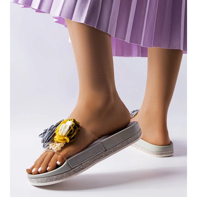 Graue Flip-Flops mit transparentem Obermaterial von Hétu 1