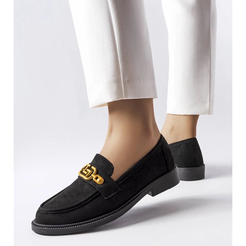 Schwarze, elegante Loafer mit Ouellet-Verzierung 1
