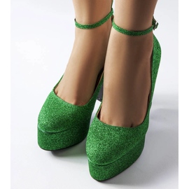 Grüne Brokatpumps von Bellamy 2