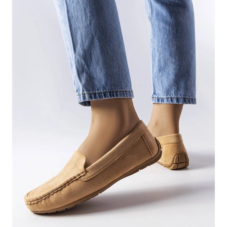 Beige Loafer mit Souplet-Innensohle aus Leder 1