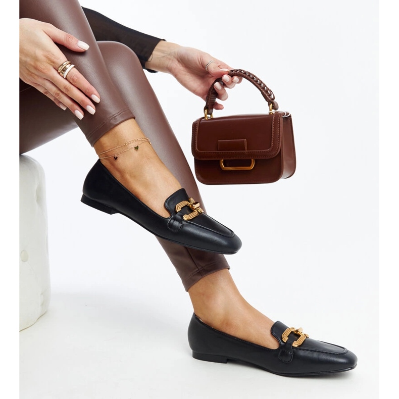 Schwarze Mokassins mit Schnalle von Rousseau 1