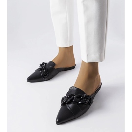 Schwarze elegante Sandalen mit Kette von Patenaude 1