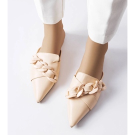 Beige elegante Sandalen mit Kette von Patenaude 1