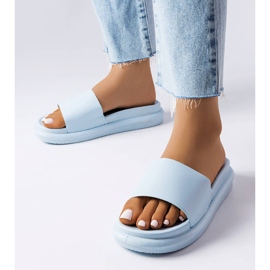 BM Paquette-blaue Hausschuhe auf der Plattform 1