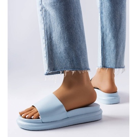 BM Paquette-blaue Hausschuhe auf der Plattform 2