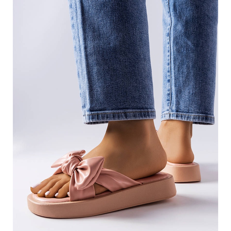 Rosa Plateausandalen mit Schleife von Edvard 2