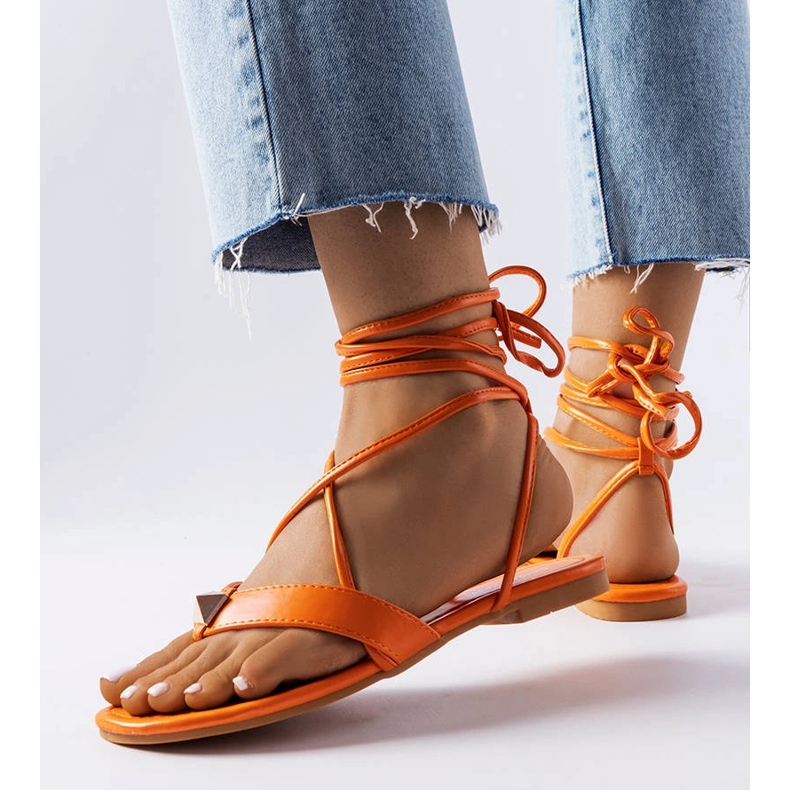 Orangefarbene Schnürsandalen von Marleau 1